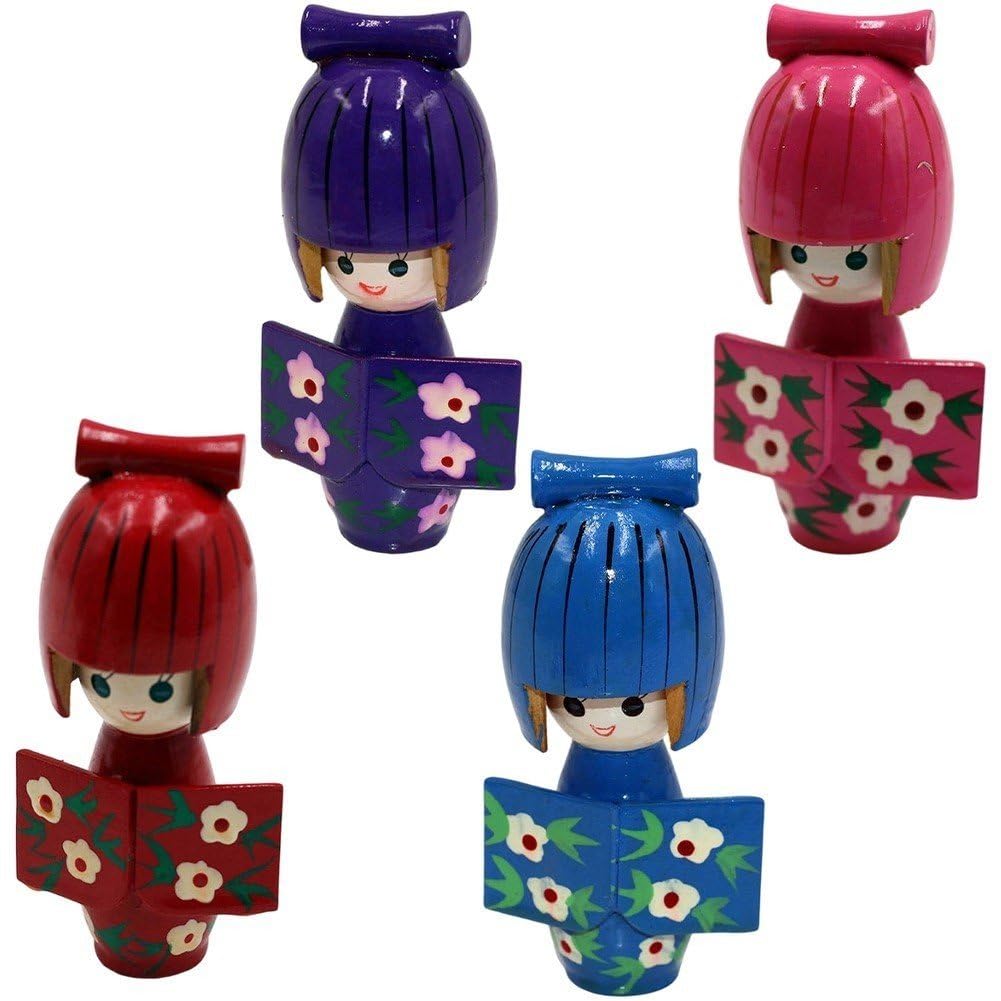 Hrippy Wooden Kimono Traditional Ornament Collectible Figurine Wood Kokeshi Asian Geisha for Table Home Entryways Shelf