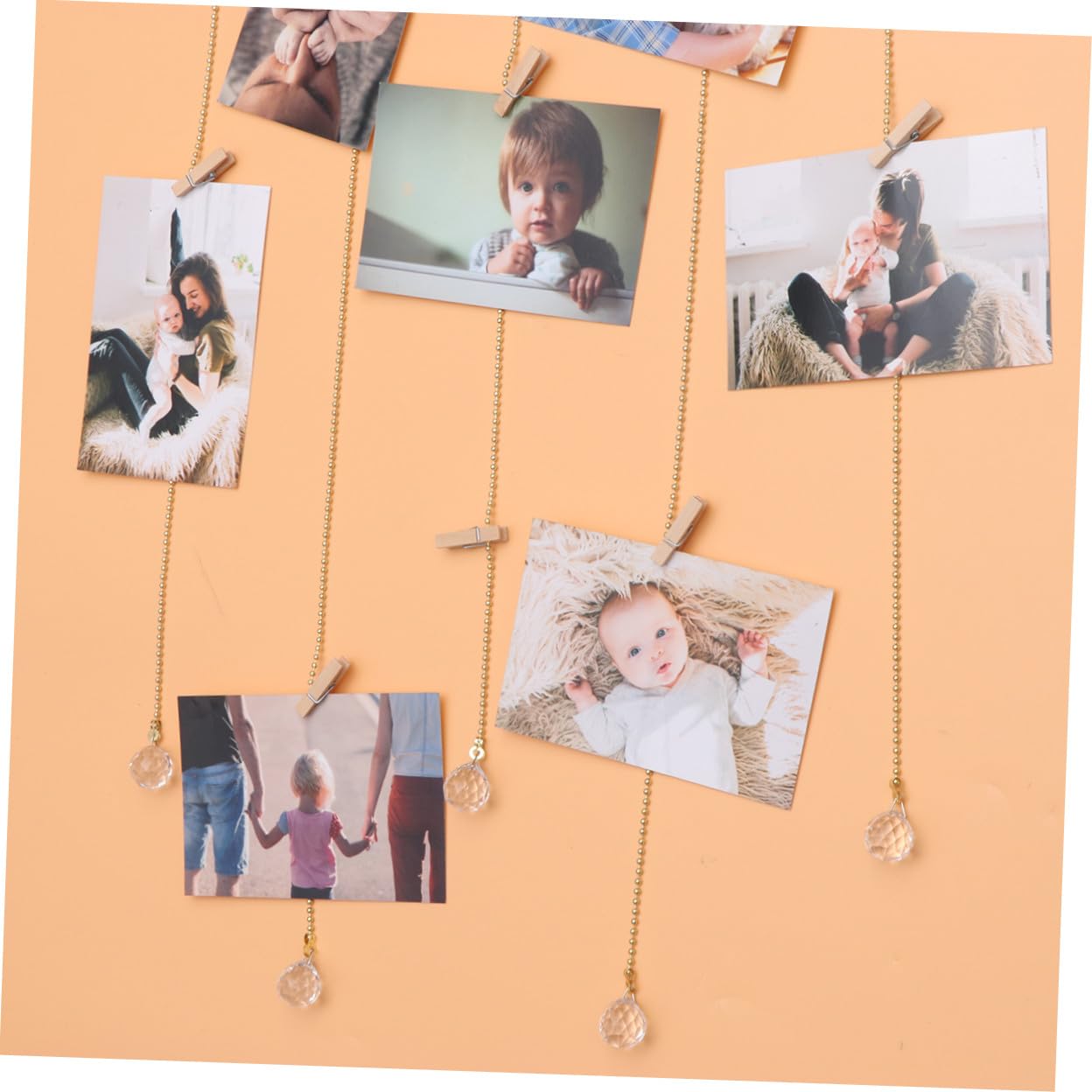 Amosfun Colgador de Fotos de Pared con 20 Clips de Madera Marrón