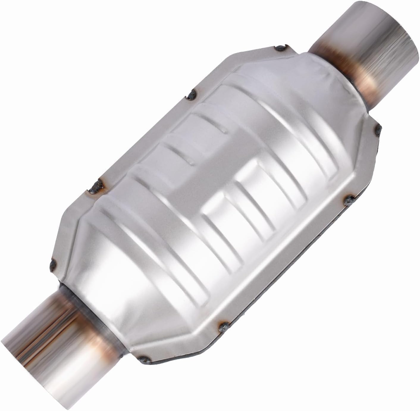 2.5'' Inlet/Outlet Catalytic Converter Universal High Flow Front Catalytic Converter Direct Fit Cat Converter with Heat Shield & O2 Port Catalytic Convert (EPA Compliant)