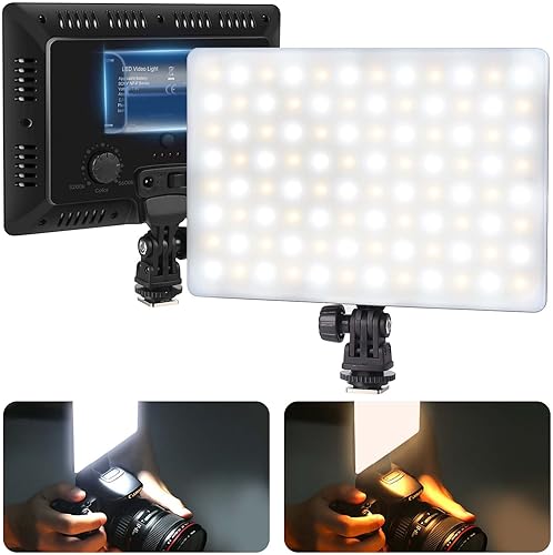 Mettlelite SL100D - Luz de video LED bicolor en la cámara Iluminación de fotografía regulable continua Panel LED de estudio portátil 3200K-5600K