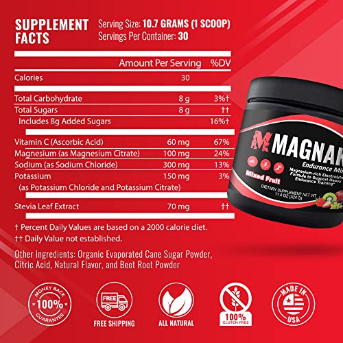 Magnak Electrolytes Powder Mix, Recovery Drink For Workouts, Sports & Training, Hydration And Energy Drink Mix W/Magnesium, Potassium, Sodium & More, Gluten Free, Mixed Fruit Powder, 11.4 Oz #TOP2