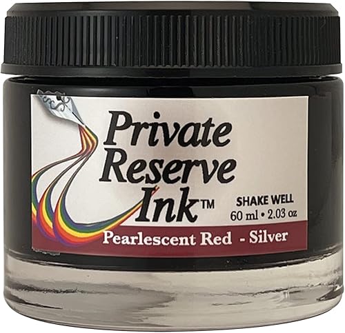 PEARLESCENT - Botella de tinta de 2.0 fl oz para pluma estilográfica (rojoplateado) (PR17047)