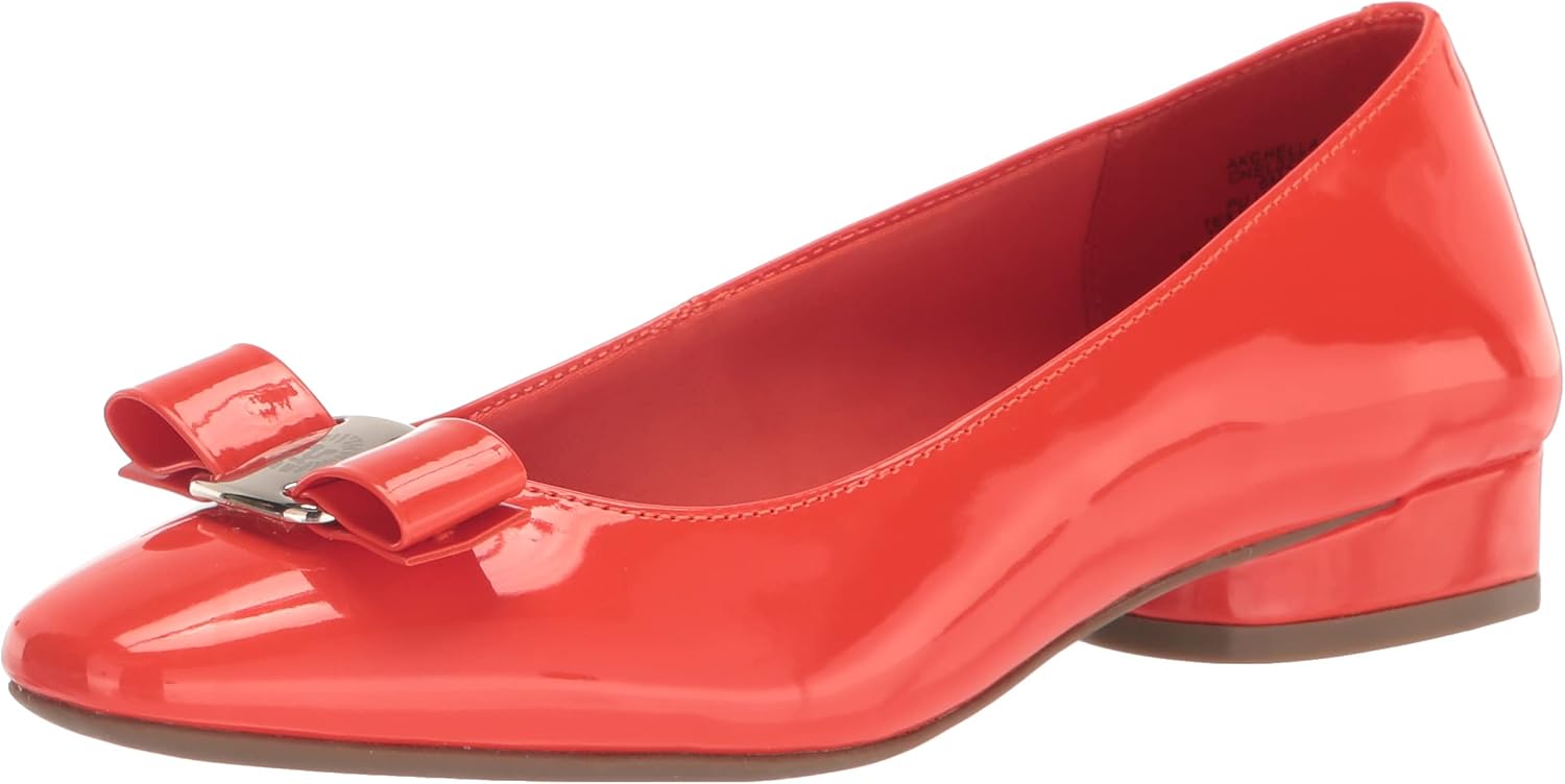 Anne Klein Women's Chella Ballet Flat, Red, 7
