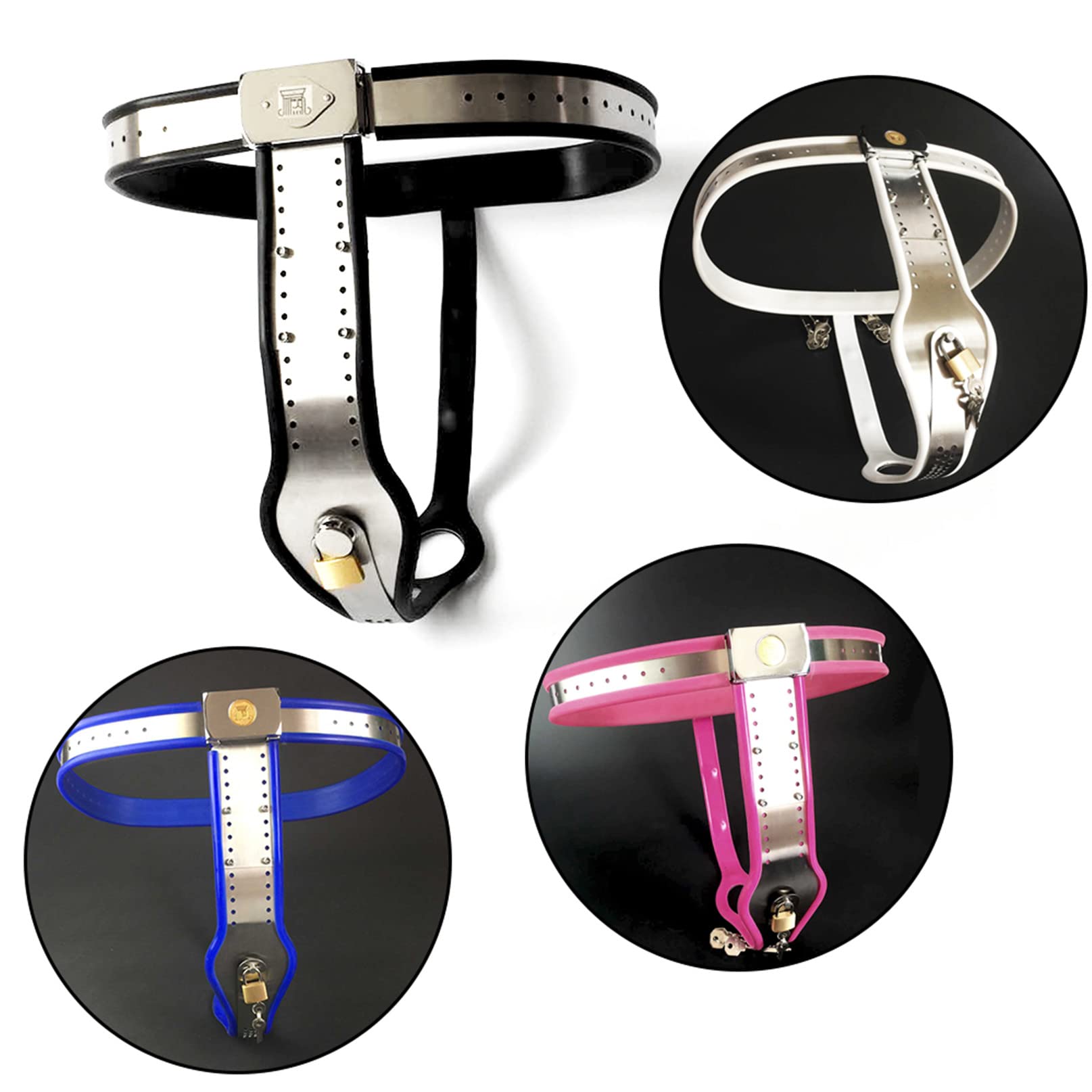 Gabbia di castità invisibile BDSM con 2 plug vaginali in metallo/set di plug anali Cintura di castità invisibile in acciaio inossidabile Pantaloni con blocco di castità for donna Giocattoli