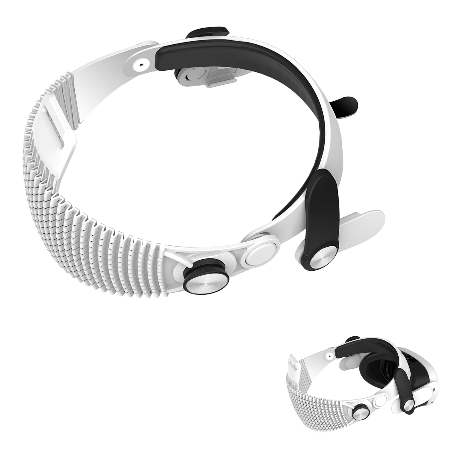 SHEAWA for Meta Quest 3S/3 ヘッドストラップ ヘッドバンド 重みを減少 圧力分散 寝ながらVR 快適 シリコンゴム 互換品 アクセサリー (ホワイト) - 1