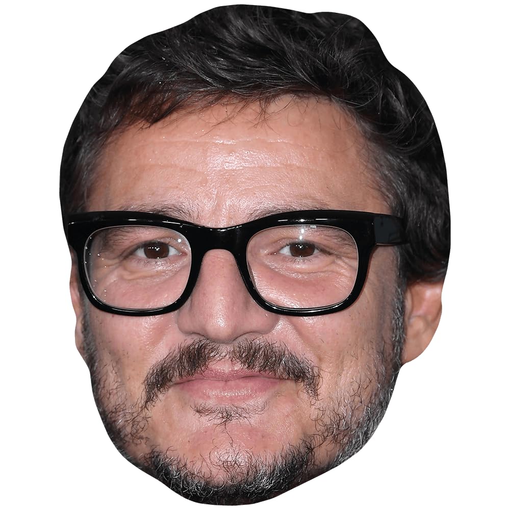 Pedro Pascal (Glasses) Celebrity Mask, Flat Card Face, Fancy Dress Mask