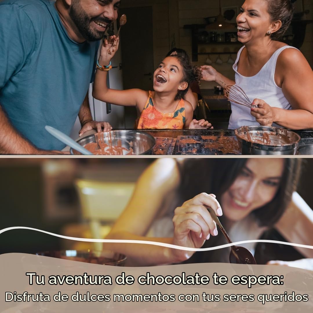 Pure Xocolate Kit de Chocolate DIY - Haz Chocolate Blanco, Negro y con Leche - Incluye Jarabe de Agave, Molde de Silicona, Termómetro, Bol, Espátula - Vegano, Bajo en Azúcar, sin Gluten ni Lactosa