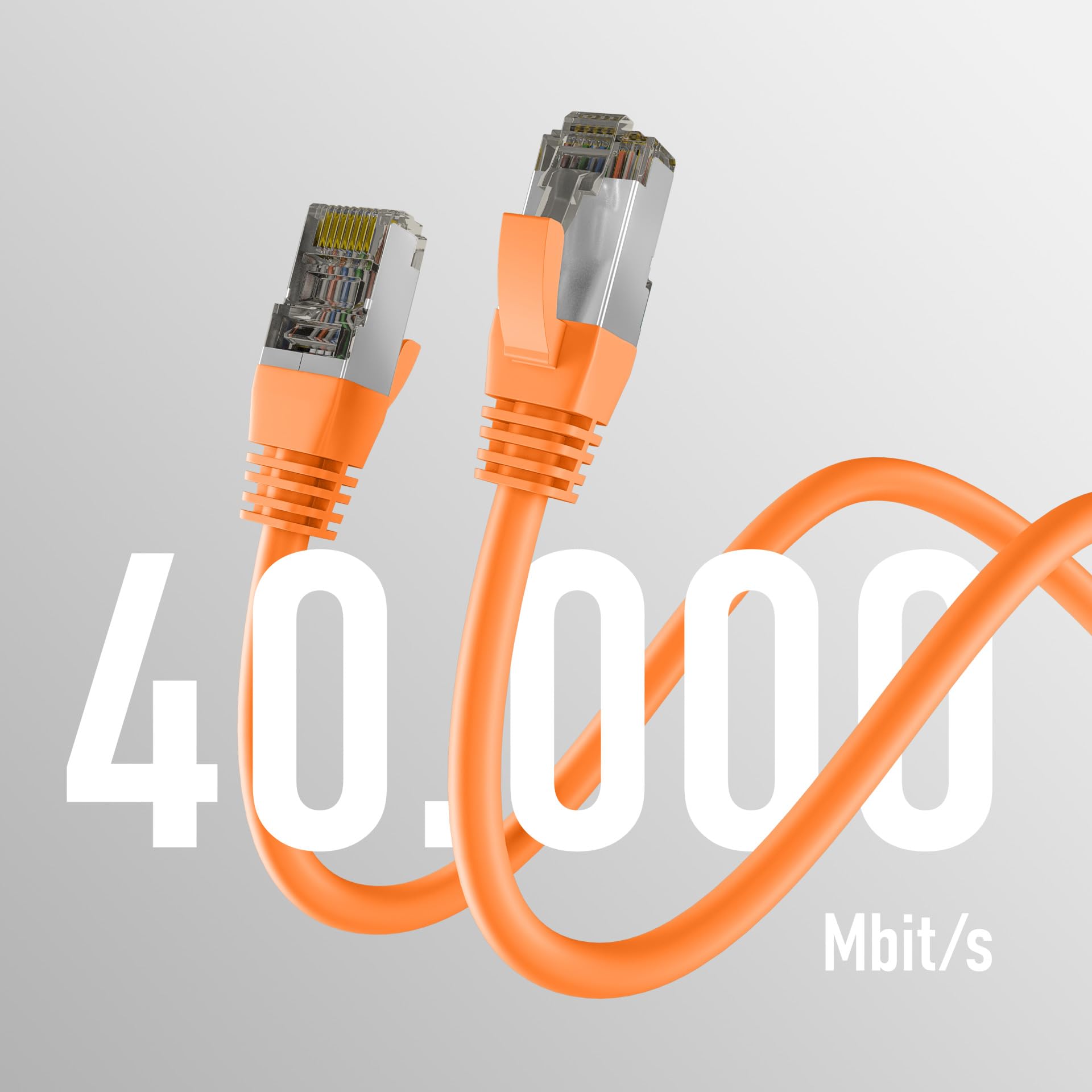 EFB-Elektronik - Cavo di rete CAT. 8 fino a 40 Gb - Cavo patch Ethernet LAN da 20 m con protezione antipiega - Trasmissione PoE di dati e alimentazione - Connettore RJ45, schermatura S/FTP PIMF -