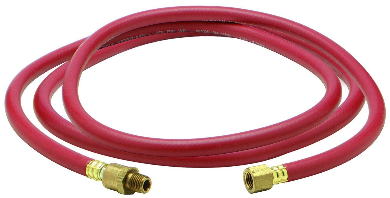 Amflo 25L60BD Red 300 PSI Rubber Leadin Air Hose 1/4" x 60" with 1/4" MNPT x 1/4" FNPT
