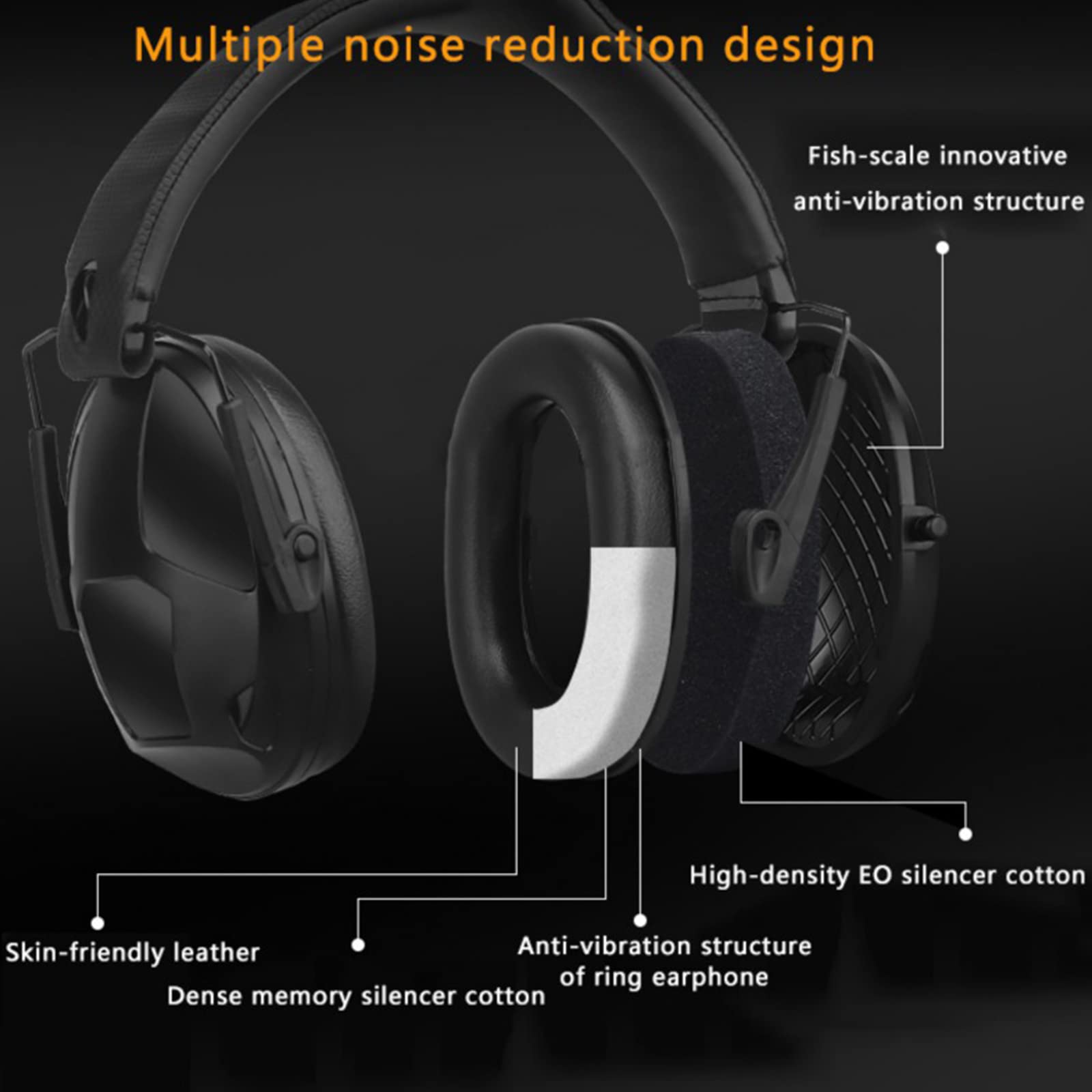 Audífonos tácticos con cancelación de ruido, orejeras tácticas Ipsc, auriculares plegables para disparar al aire libre