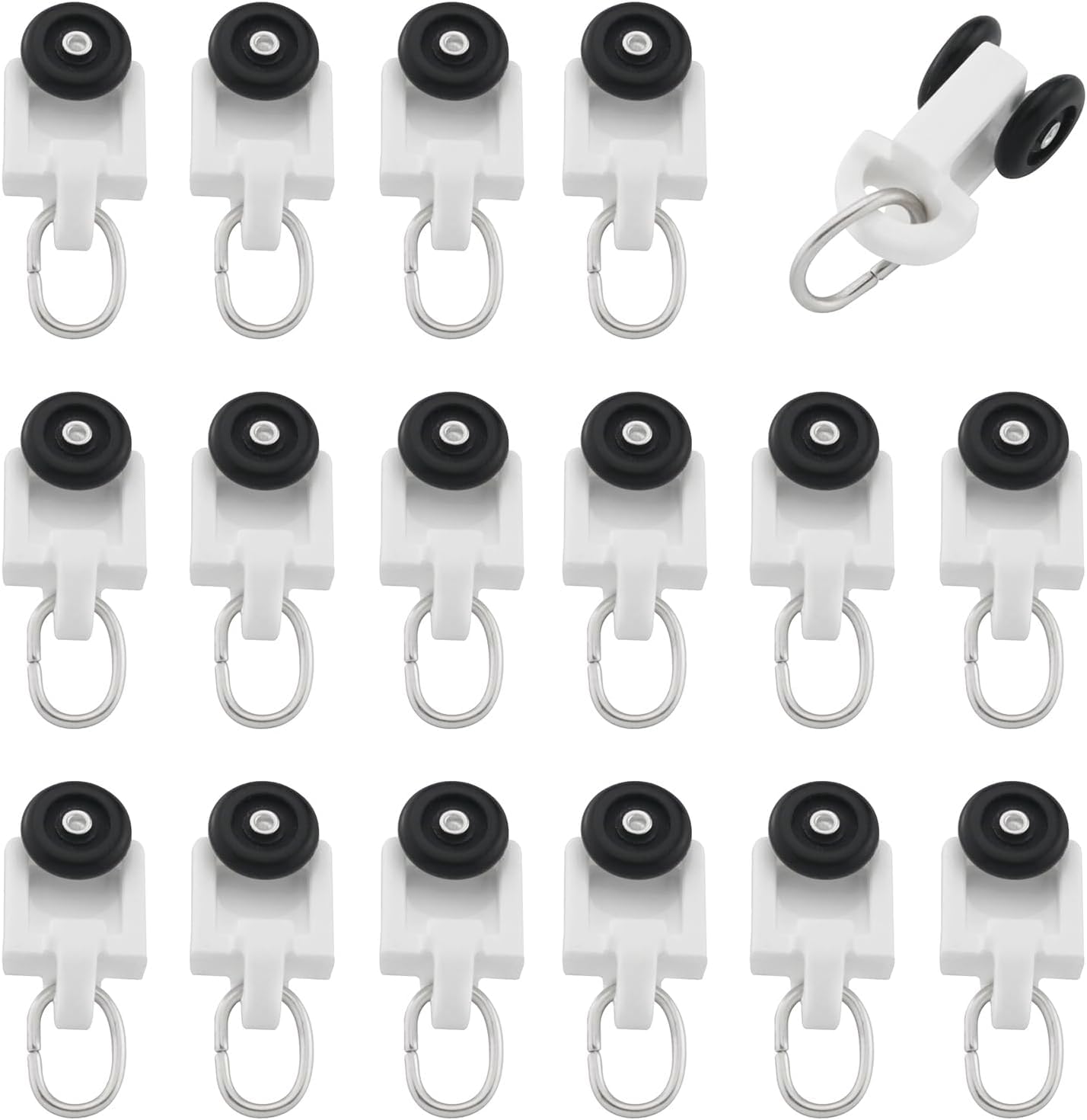 Lot de 20 rails coulissants en plastique à double roulettes pour fenêtres et rideaux de douche - Fonctionnement fluide et installation facile