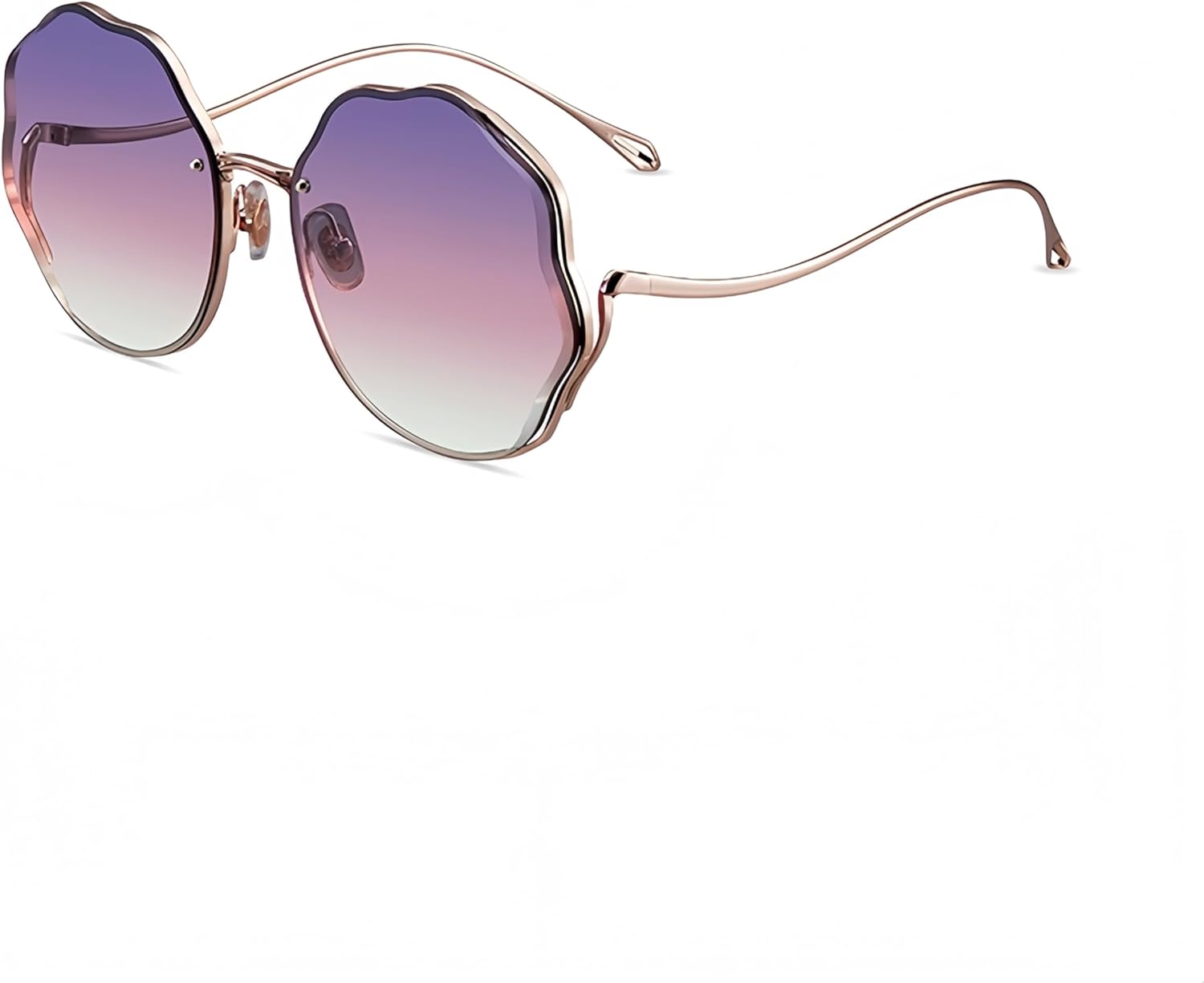 HEPTICS Oversized Petal Sunglasses, Gradient Purple-Pink Lenses, Rose Gold Metal Frame, UV Protection,Trendy Sun Glasses for Women