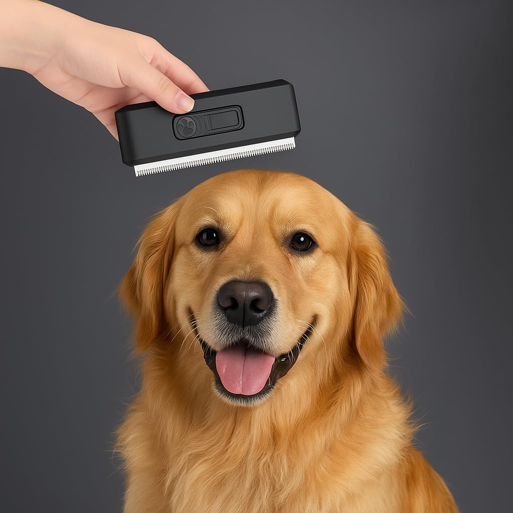 Deshedding Brush for Dogs Cats Horses, Pet Grooming Tool that is Gentle & Effective With Wide Shallow Comb - Image 2