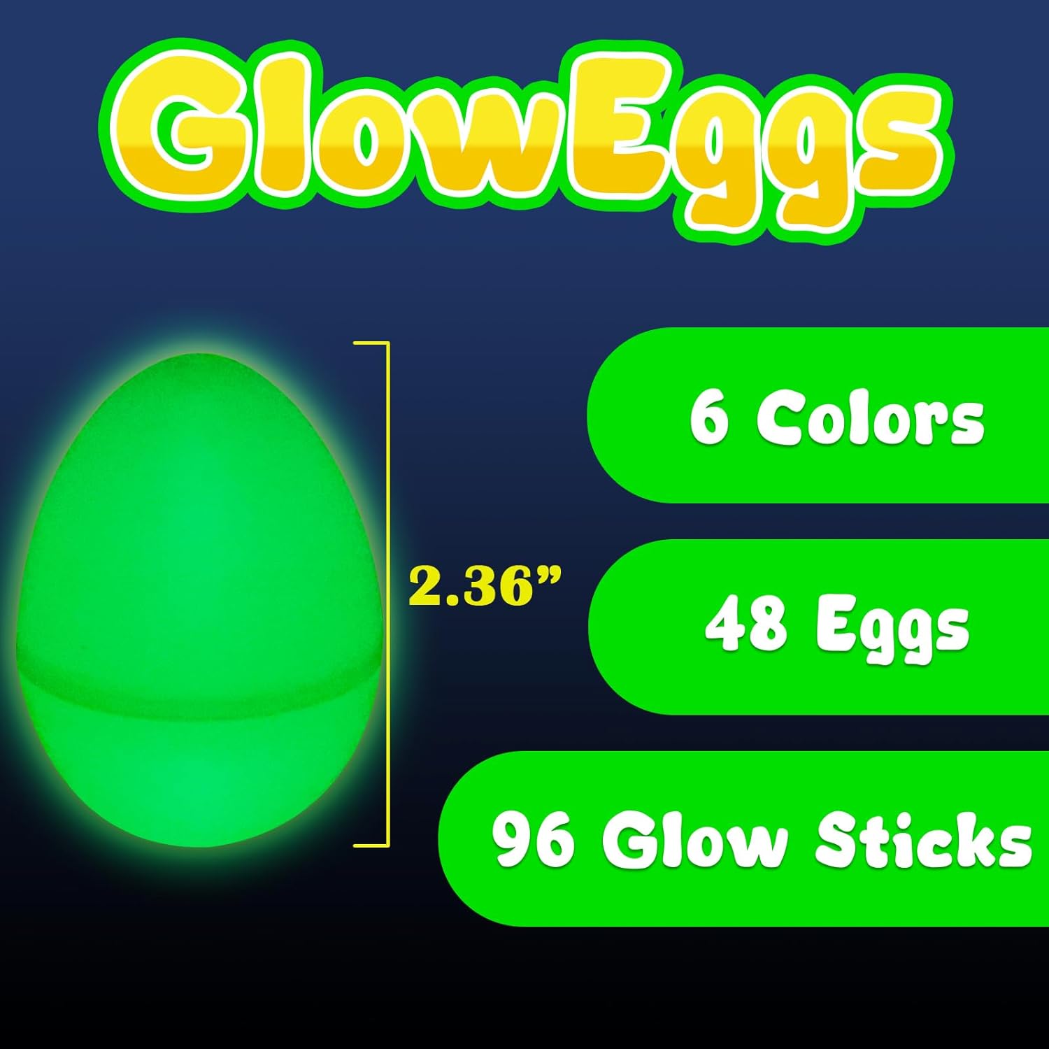 MGparty Glow in The Dark Easter Eggs, 48 Plastic Eggs with 96 Mini Glow Sticks for Kids Easter Basket Stuffers Party Favors Egg Hunt Supplies and Easter Decorations