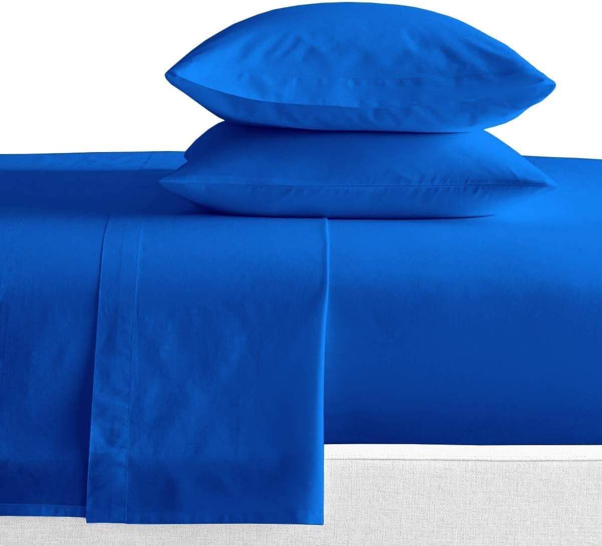 4 Piece Sheet Set - Hotel Luxury 600 Thread Count Sheets & Pillowcases Bedding Fits Upto 18" Mattress -100% Egyptian Cotton 4 Piece Set - Royal Blue Solid, Full-XL Size.