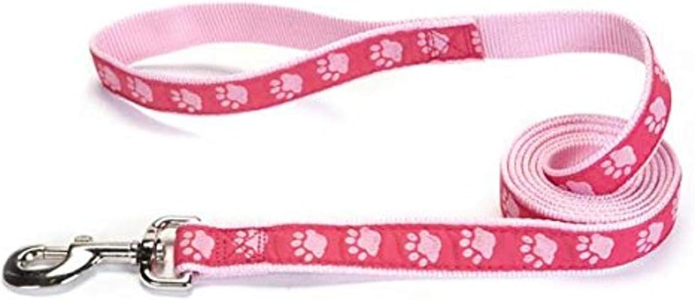 Guardian Gear Nylon Two-Tone Pawprint Dog Leash, 4-Feet x 5/8-Inch Lead, Pink : Pet Leashes : Pet Supplies