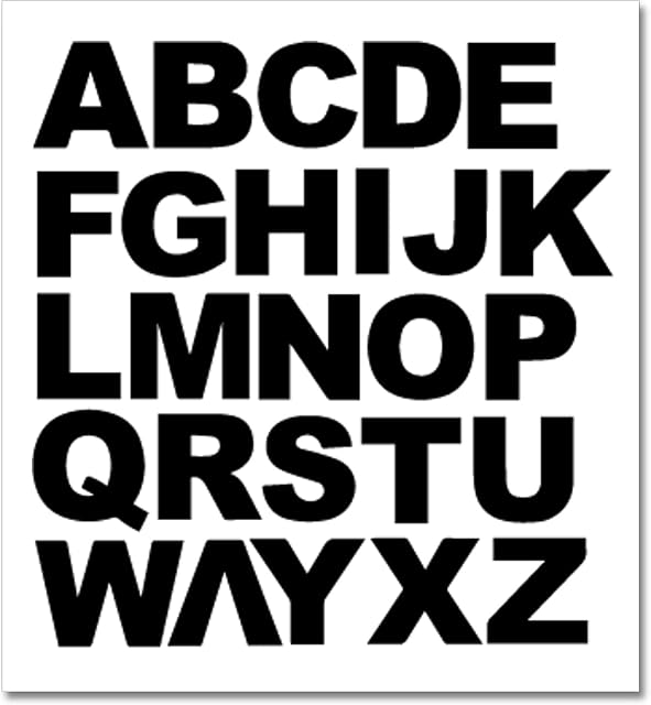 1 x Set of Full Alphabet Giant Capital Black Letters - Removable Self Adhesive Waterproof Durable Vinyl Stickers - Cut to The Sticker Shape - Size 100mm
