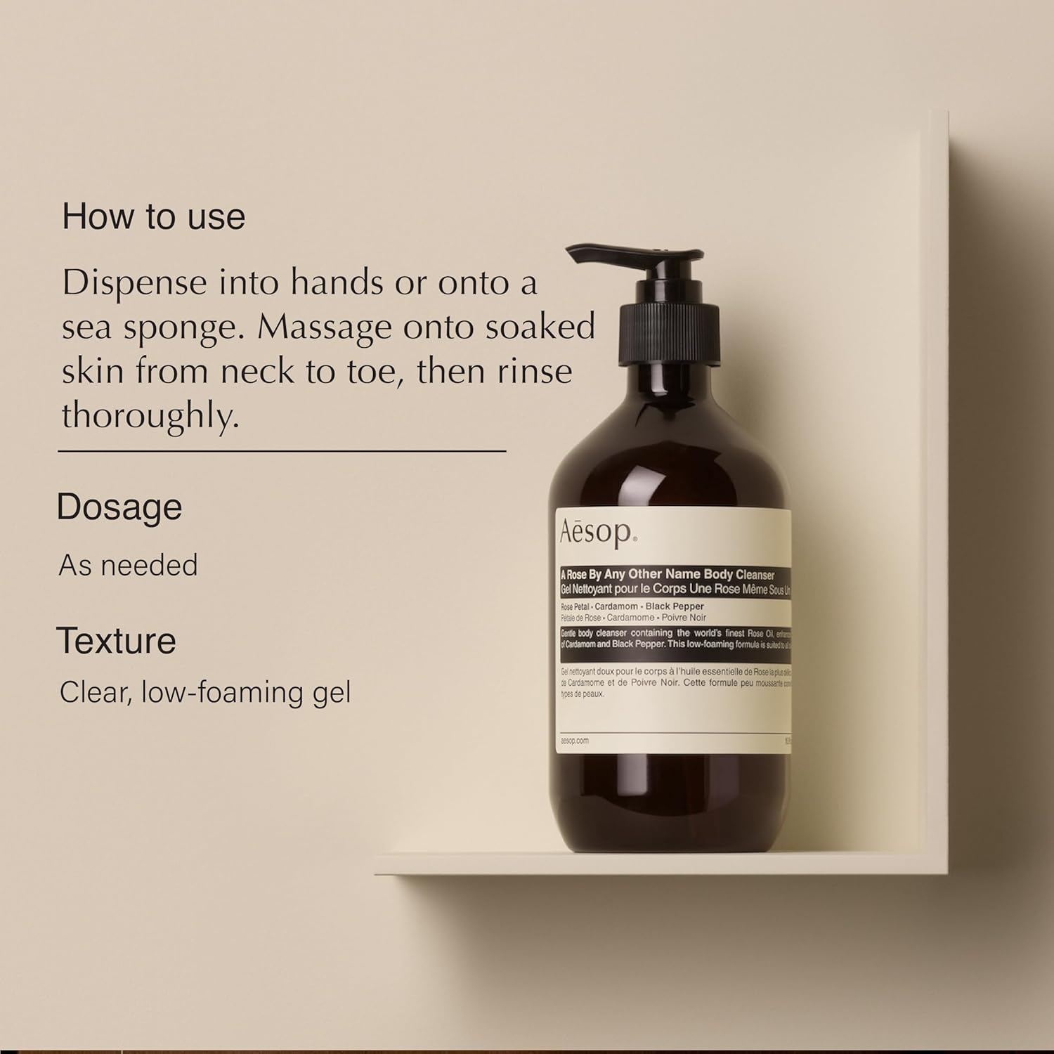 Aesop A Rose By Any Other Name Body Cleanser | Gentle Shower Gel with Rose Petal Essential Oil Blend to Soften & Hydrate Skin | 500 mL / 16.9 oz (Pack of 3)