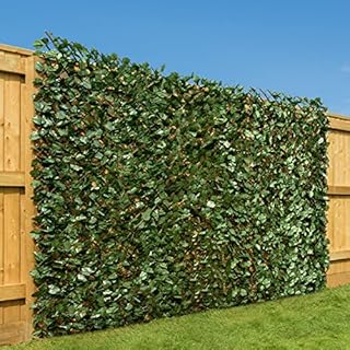 CHRISTOW Expanding Artificial Trellis Fake Ivy Leaf Hedge Garden Privacy Screening (1m x 2m)