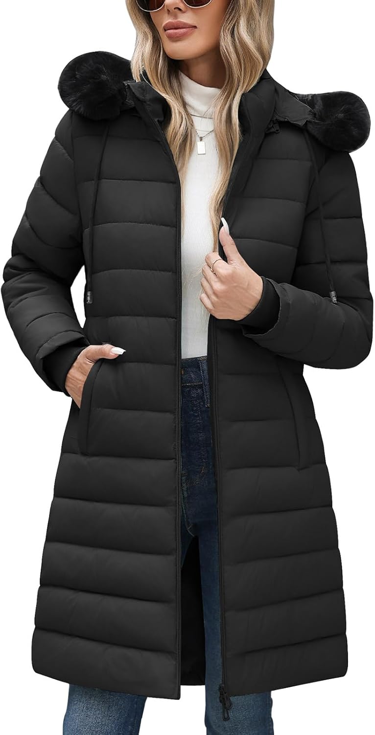 Women's Winter Puffer Coat - Thicken Fleece Lined Down Jacket Waterproof Warm Hooded Parka with Faux Fur Detachable - Image 7