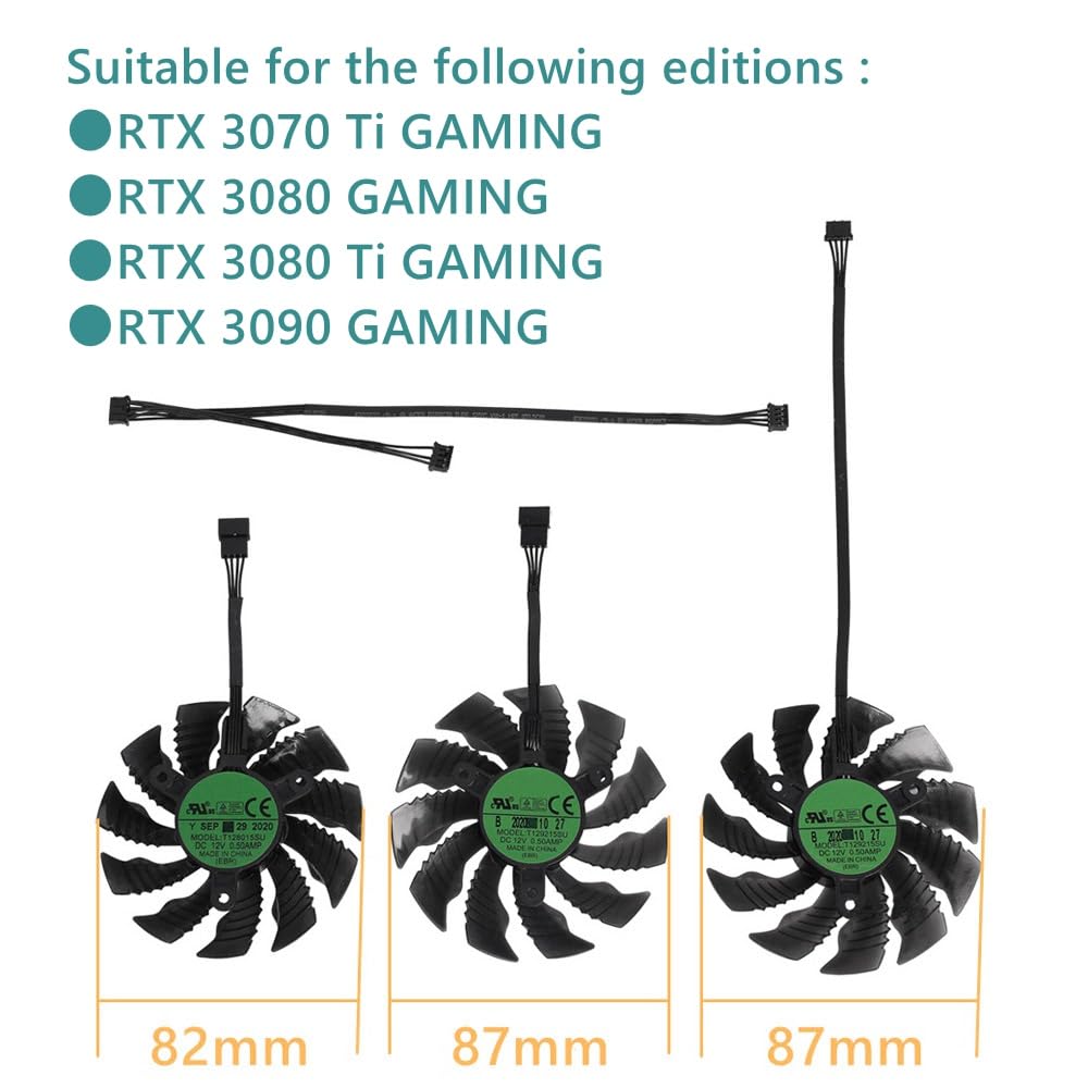 T128015SU T129215SU Graphics Card Cooling Fan Replacement for Gigabyte RTX 3070 Ti RTX 3080 RTX3080Ti RTX 3090 Gaming Quiet Cooler Fan