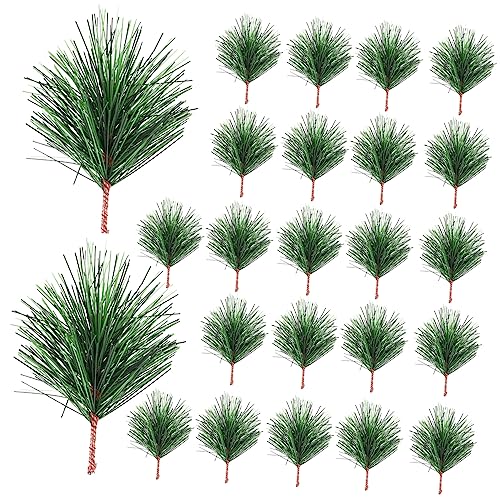 PRETYZOOM 24Pcs Lifelike Artificial Christmas Pine Branches for Tree Wreath Decoration Faux Pine Picks for Holiday Crafts Home Decor Photography Props