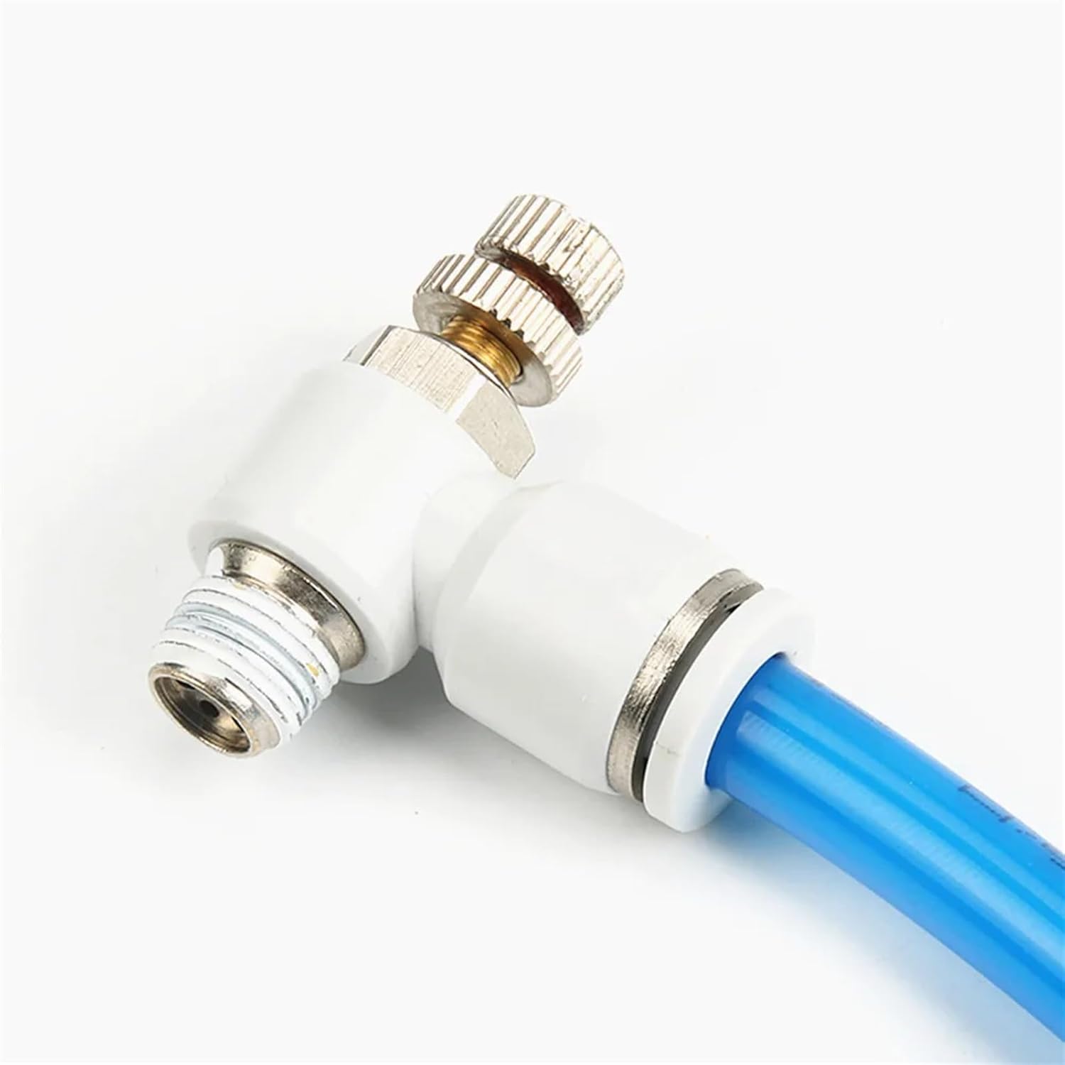 White 4-12mm Tube - M5 1/8" 1/4" 3/8" 1/2" Male Thread Push to connect Fitting Elbow Pneumatic Speed Flow Controller Fittings(8mm,M5)