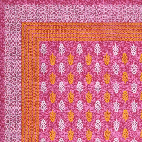 Image of RajasthaniKart 100% Cotton 180 TC King Size BEDSHEET with 2 Pillow Cover - 90X108 (Suitable for King Size Bed Sheet or Double Bed, Pink Booty Jaipuri, 5299)