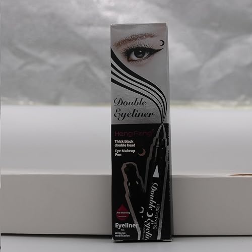 Vista 6 de Pinkiou 2 en 1 Lápiz delineador de ojos líquido de doble cabeza. Sello de gel súper delgado. Punta de fieltro, alto pigmento negro impermeable y a