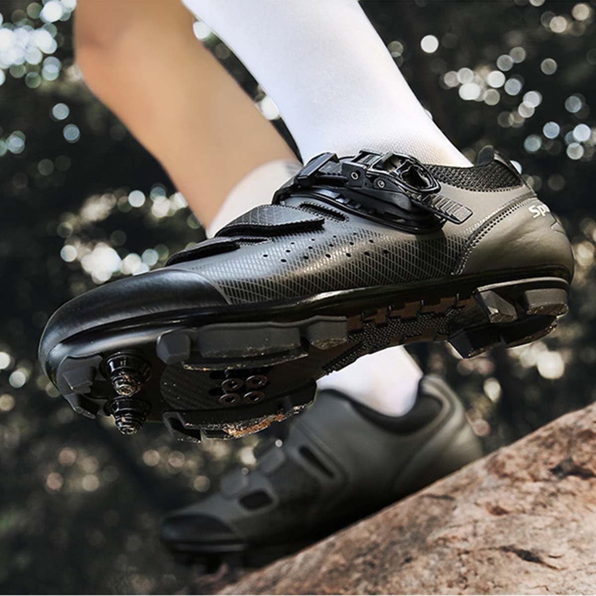 Scarpe da Ciclismo Uomo in Mountain Bike | Professionali Scarpe da MTB Compatibile con Shimano SPD 2-Bolts Pedals All'aperto per Bici
