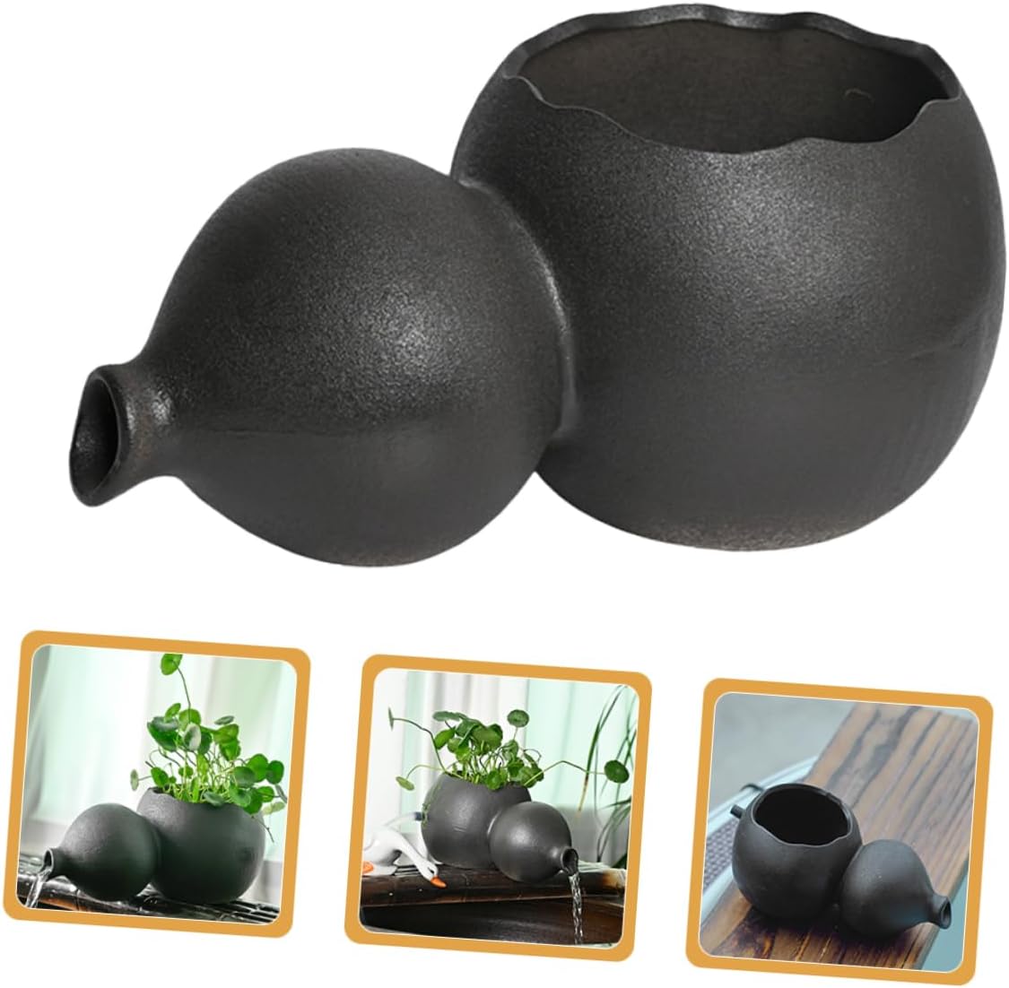 Homoyoyo Water Circulation Fountain Ceramic Jar Decor for Home and Garden Fish Tank Water Pump Decorative