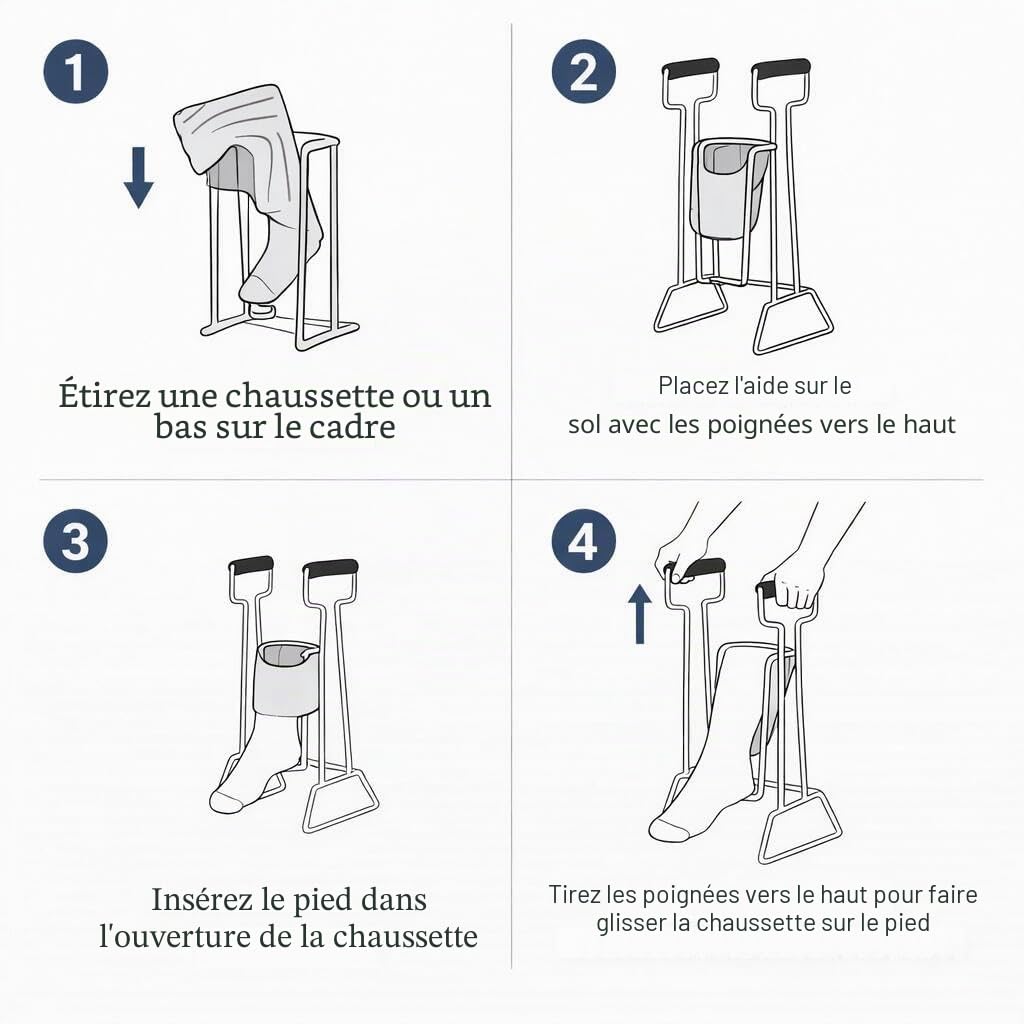 QWORK® Enfile chaussettes, métal enfile chaussette, pour personnes à mobilité réduite