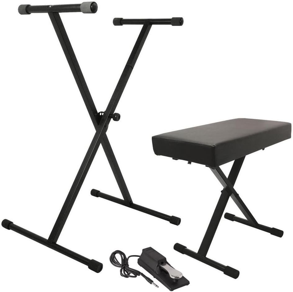 OnStage On-Stage KPK6550 Keyboard Stand/Bench Pack with KSP100 Sustain Pedal,Black,12” x 17”