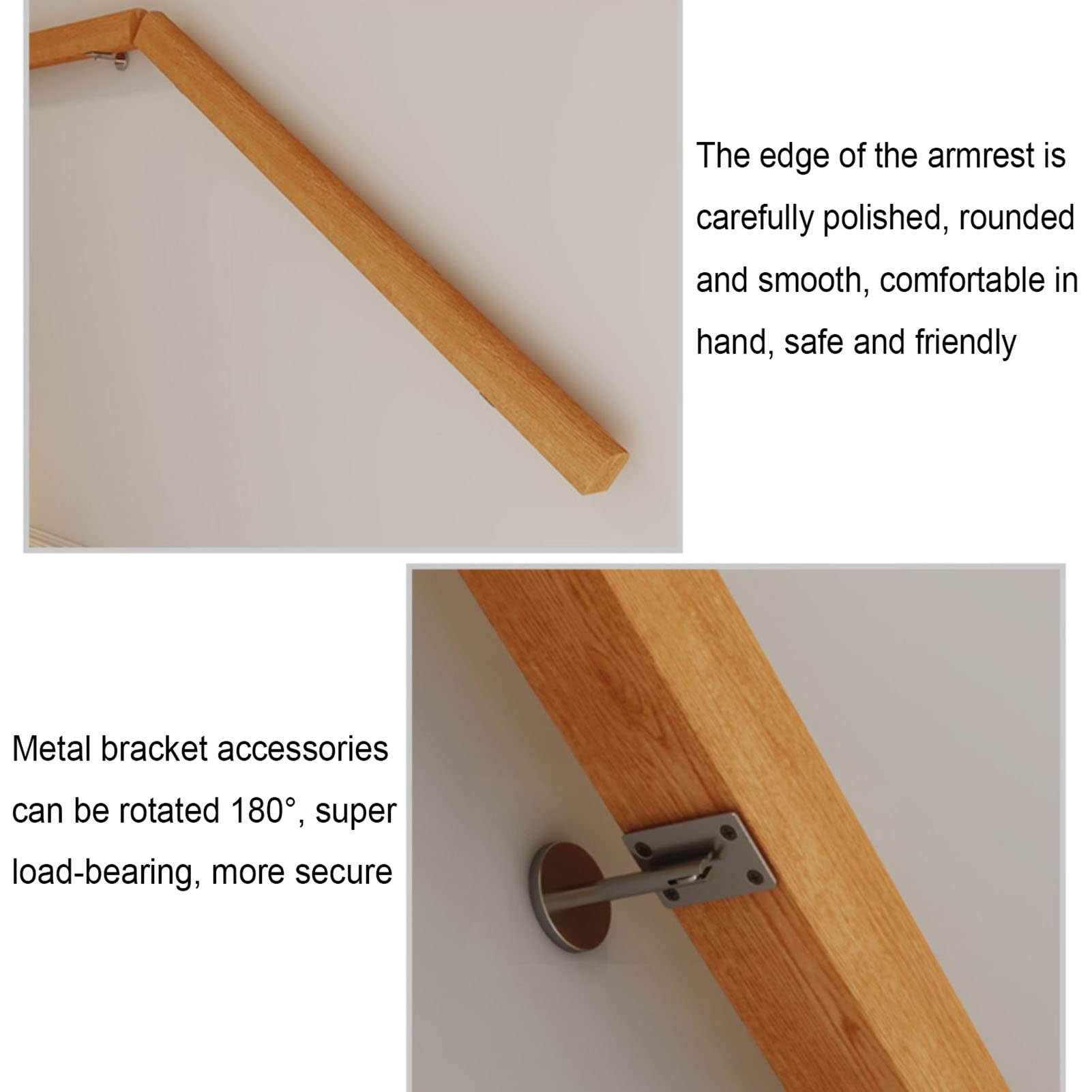 Poręcznica Schodowa Banister - Kompletny Zestaw, Drewniana Poręcznica Schodowa, Ściana Dom Villa Lofts Ogród Wsparcie Rod Schody Chwyt Bar/9Ft/270Cm