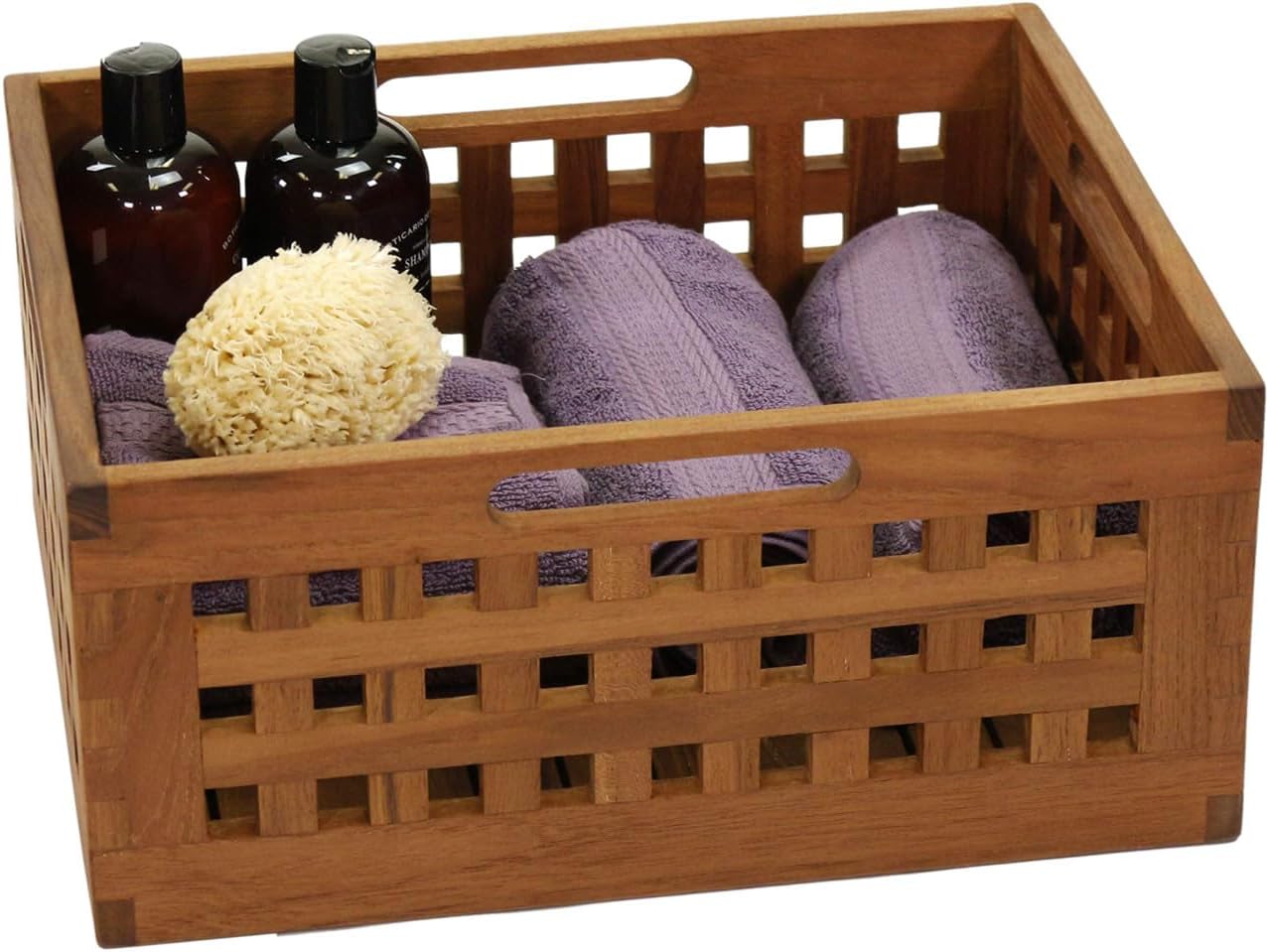 AquaTeak Grate Medium Size Teak Storage Bin