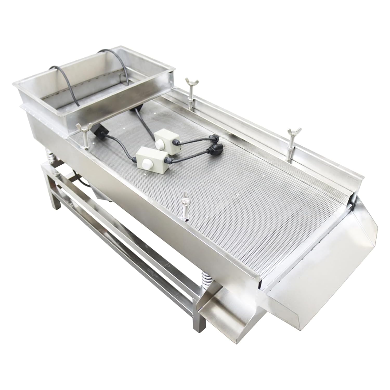 INTSUPERMAI Stainless Steel Straight Linear Vibrating Screen Vibrating Sieve Screen Shaker Straight Vibrating Sieve Shaker Linear Sifter Shaker with Double Motor One Layer 2mm Screen 110V