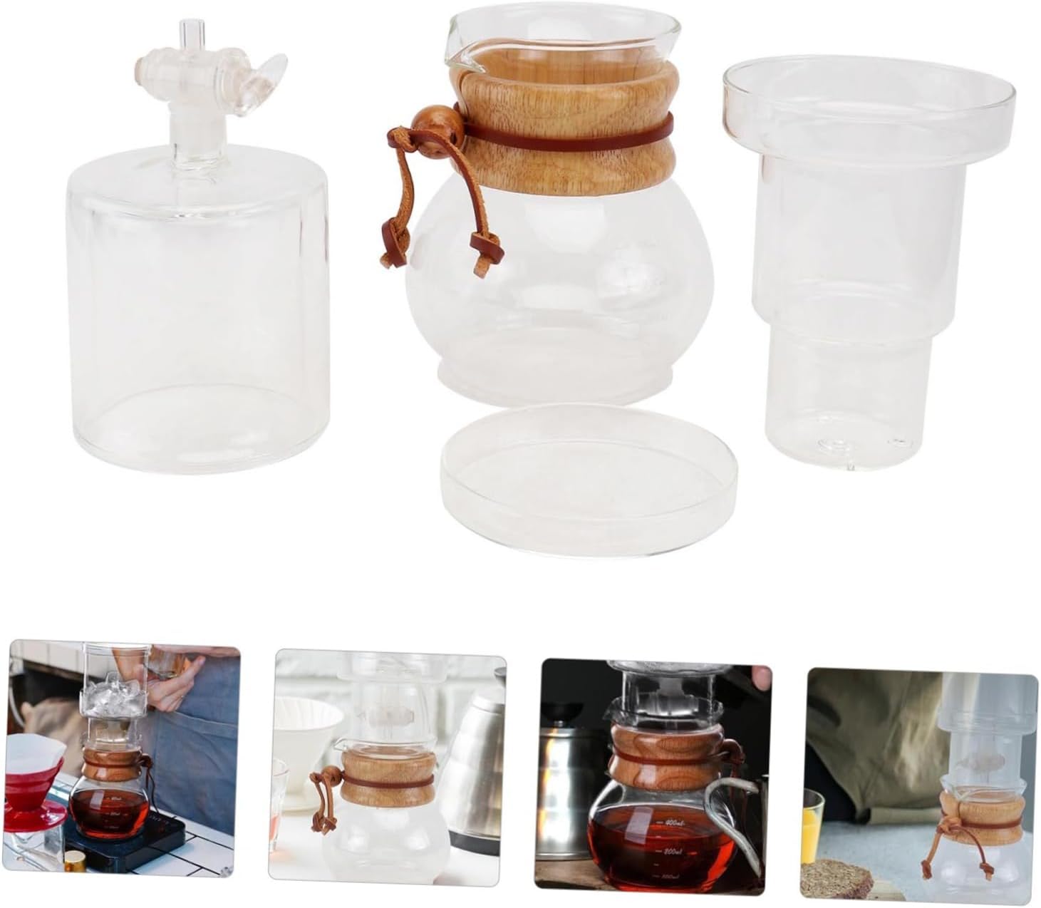 KICHOUSE 1set Glass Coffee Pot Handmade Transparent Drip Coffee Maker for Cold Brew Lightweight Household Kettle for Smooth Delicious