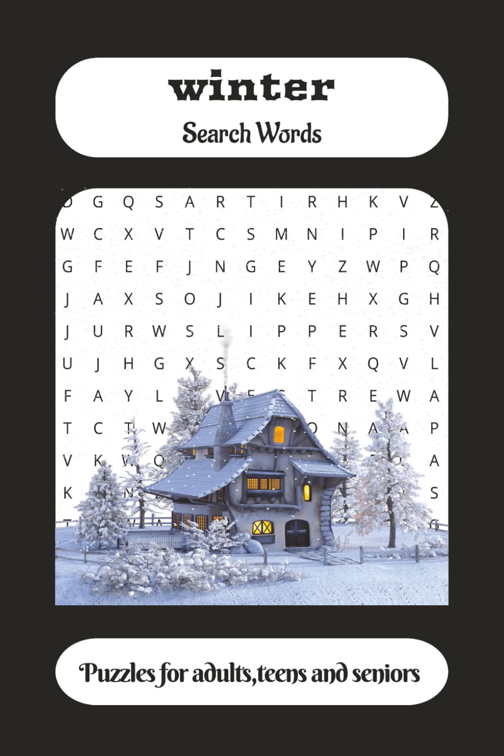 winter search words , puzzles for adults , teens and seniors: puzzles search book .size 6x9inch ,110 page , 55 puzzles followed by other 55 solutions