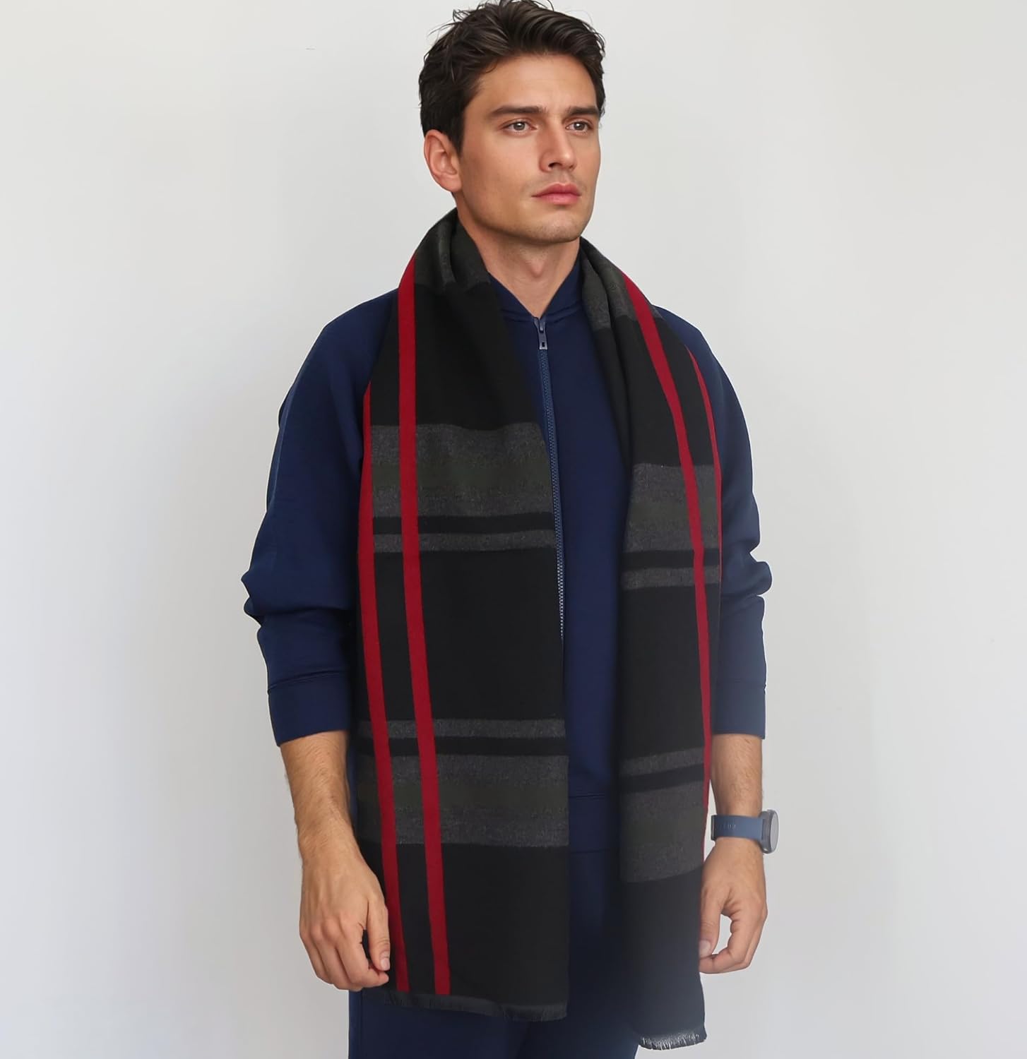 Men's Scarf, Fashion Cashmere Feel Scarves for Men Winter Autumn with Tassels Fringes Long - Image 8