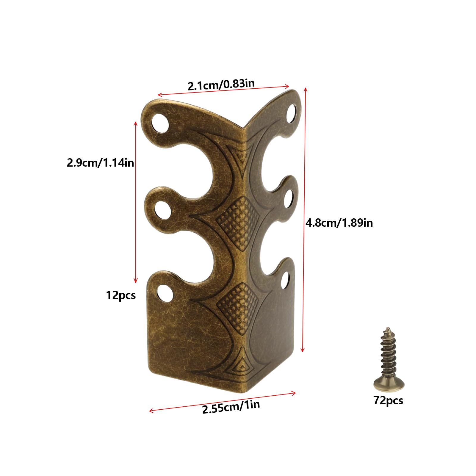 LT Easiyl 12Pcs Metal Corner Protectors Baseboard with Screws for Furniture Living Room Office and Jewelry Gift Packaging 4.8x2.9x2.1cm Bronze - Image 4