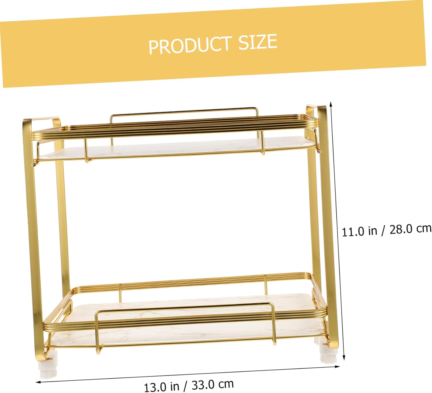 Ciieeo Storage Shelf Bathroom Countertop Organizer Marble Texture Corner Rack Foot Pads