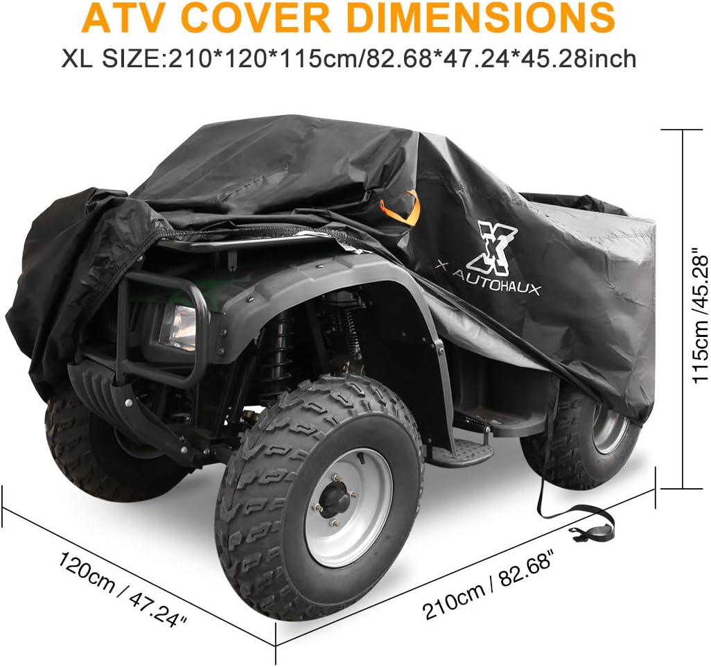 X AUTOHAUX XL Quad Bike ATV Cover Waterproof Full Cover Protector for Polaris Trail Boss Blazer 250 330 (82.6 x 47.2 x 45.3 Inch) Black