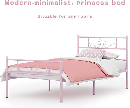 Miniatura 6 de Weehom Estructura de Cama de Plataforma de Metal con Cabecero y Piecero con Almacenamiento Debajo 12.7 Pulgadas Camas Tamaño Individual Base de