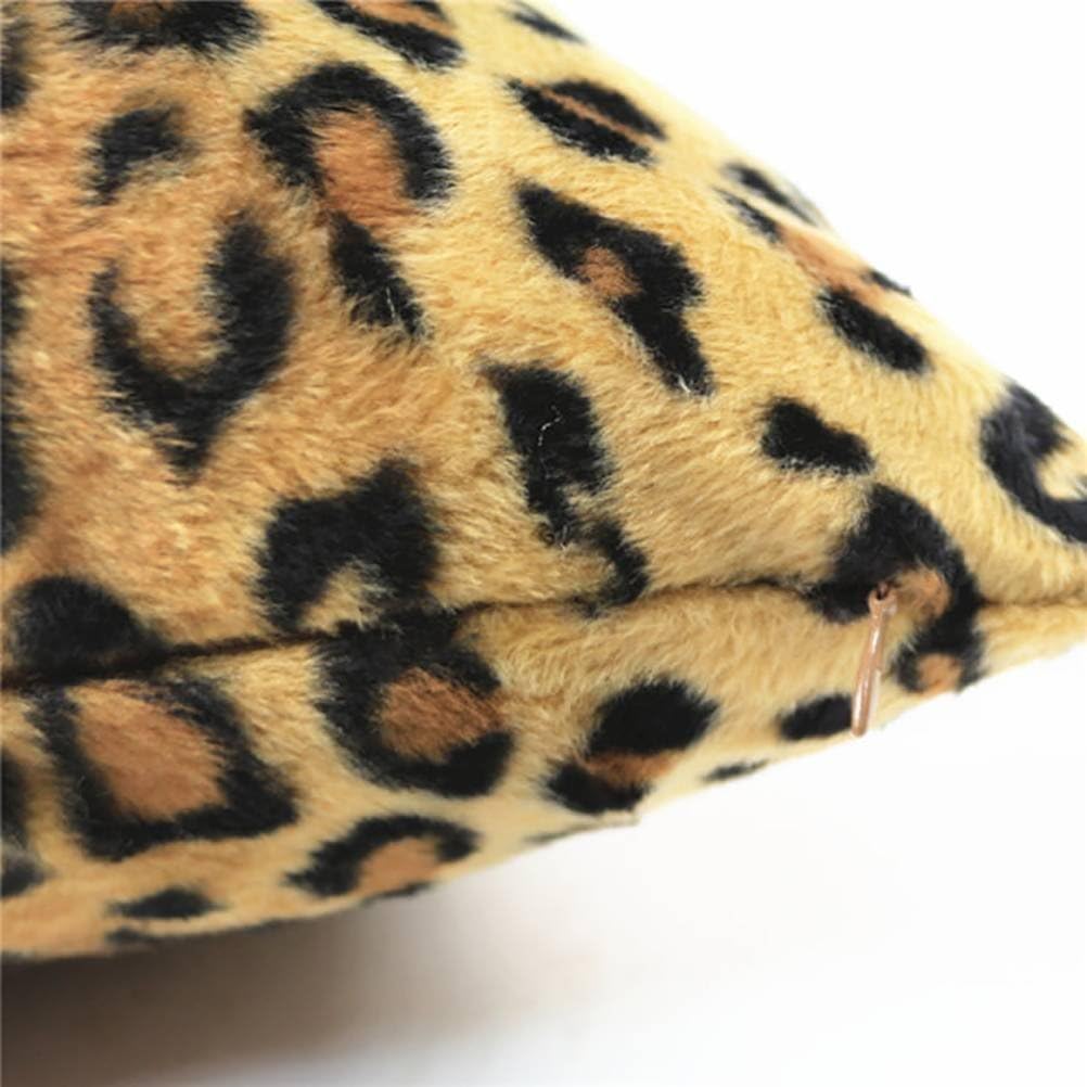 ChezMax Square/Rectangle Leopard Animal Printed Cushion Cover Short Plush Throw Pillow Case Sham Slipover Pillowslip Pillowcase for Living Room Sofa Couch Chair Back Seat
