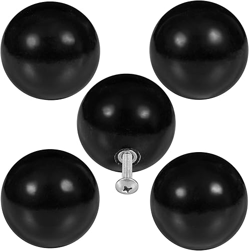 Miniatura 4 de Rockcloud 2 pomos redondos de piedra de cristal con tornillos para cajones para armario, armario, aparador, decoración del hogar, obsidiana