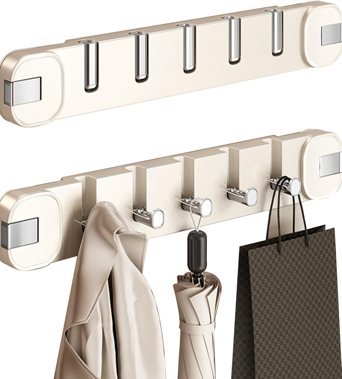 Crochets Ventouses Pliables Porte-Manteau Murale 5 Pattères Design Invisible Blanc