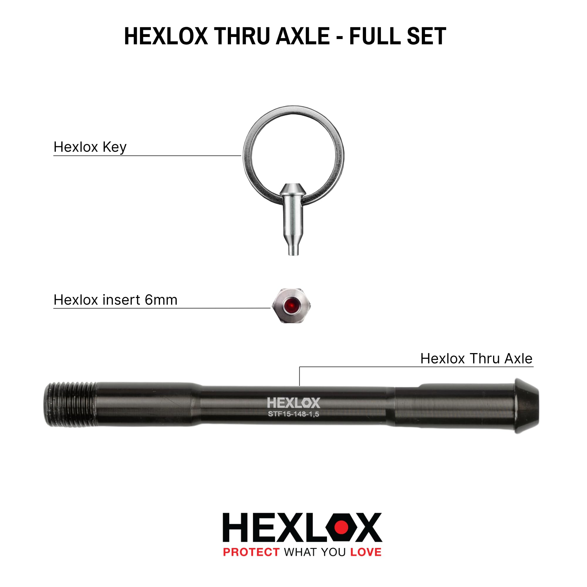 Steckachse Thru Axle Hinterrad 12x163mm, Gewindesteigung 1.5, M12, Diebstahlschutz Fahrradachse für MTB, Gravel, Rennrad – Schutz vor Komponentendiebstahl