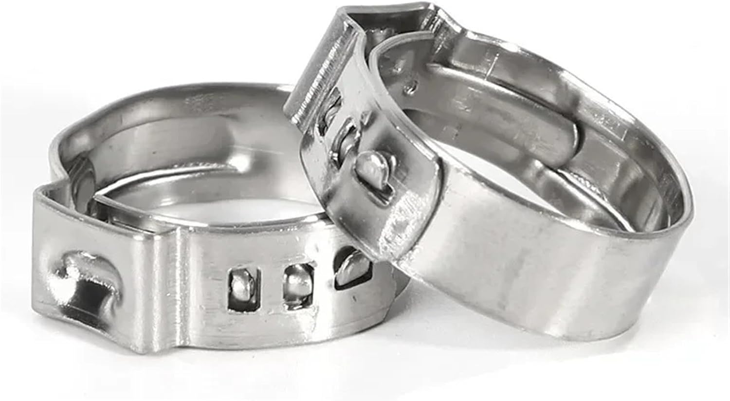 130cs Hose Clamps 5.8-21.0mm Single Ear Stepless 304 Stainless Steel Hose Clamps Cinch Clamp Rings for Sealing Kinds