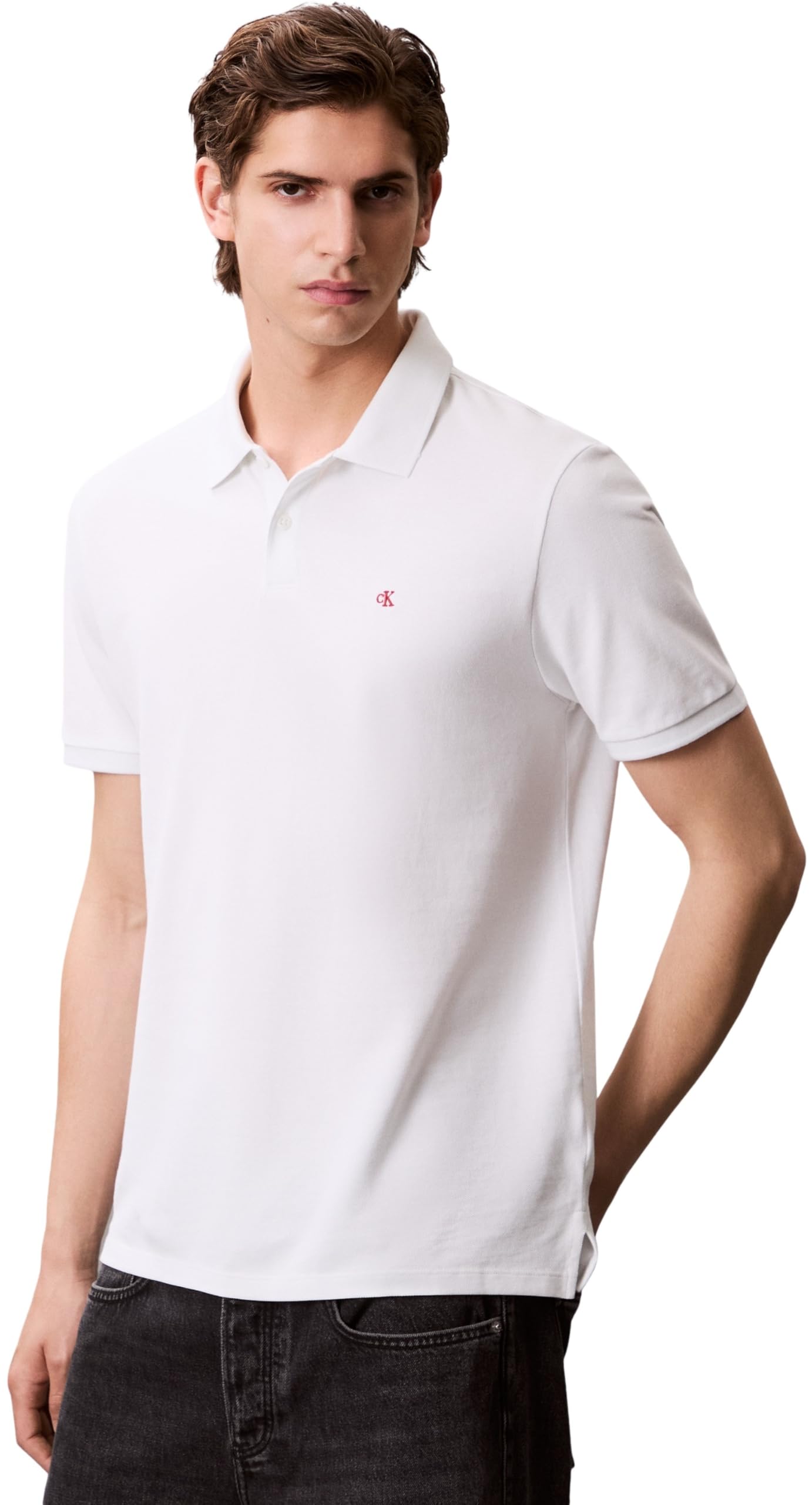 Calvin Klein Herren Poloshirt Kurzarm Monogram Pique aus Baumwolle – Bild 2