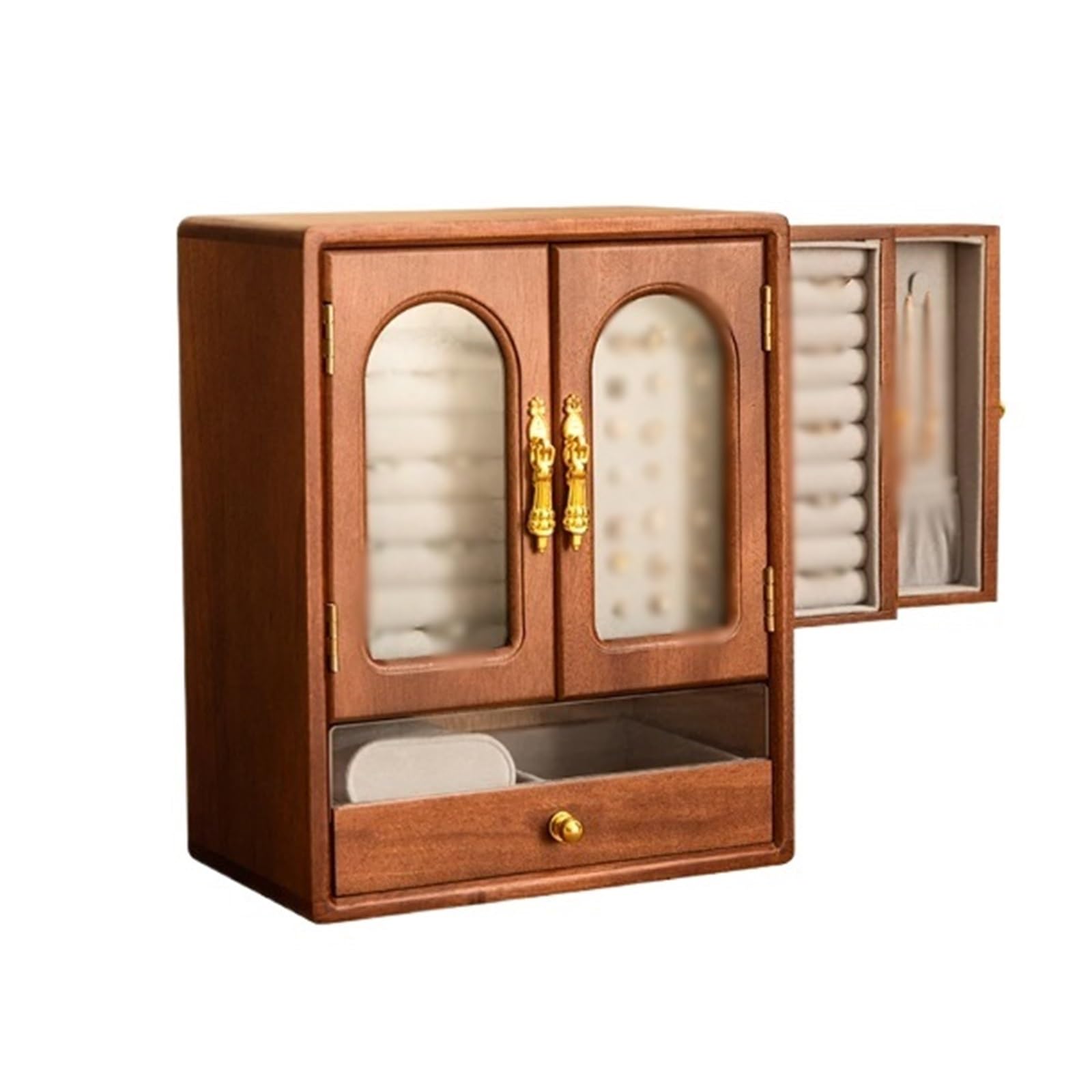 Kx9Lb8d Jewelry Chest Exquisite Large-Capacity Wooden Vintage Jewelry Box for Storing Necklaces, and Accessories